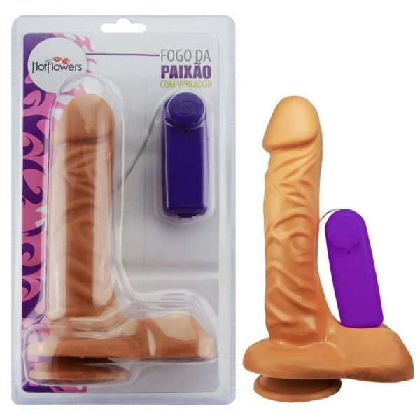 Prótese Fogo da Paixão com Vibrador Externo - 19X4,5cm