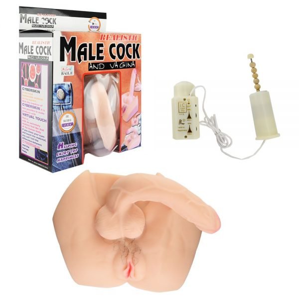 Hermafrodita Male Cock Pênis E Vagina Cyberskin Vibrador