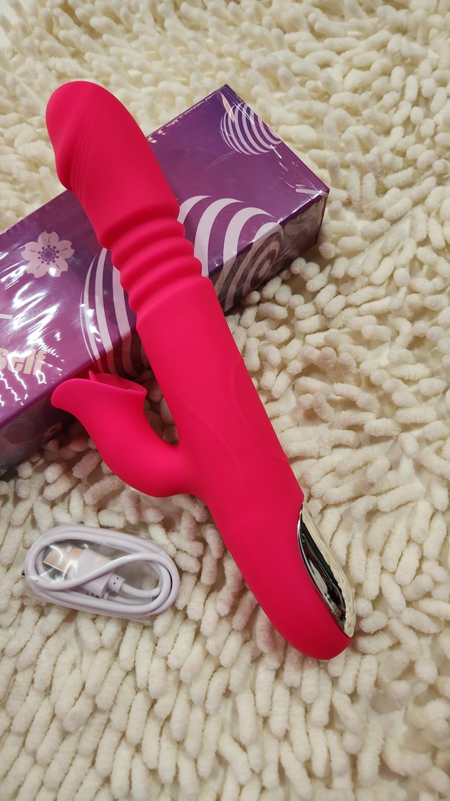 Vibrador com Estimulador De Clitóris Rotativo Com Aquecimento e Vai e Vem