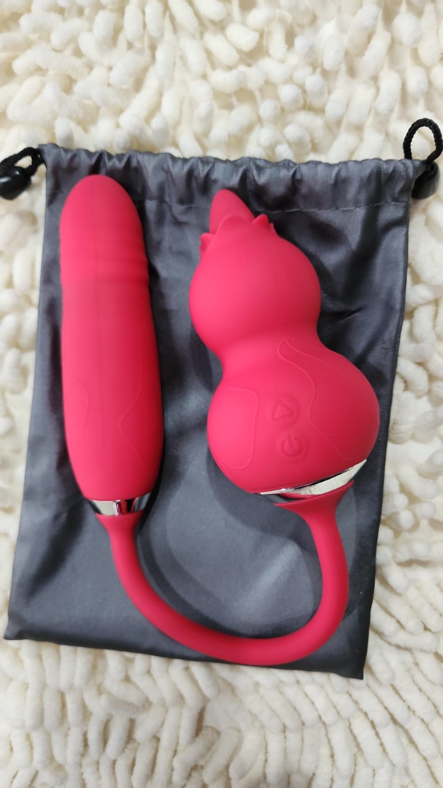 Vibrador 2 Em 1 Com Vai e Vem e Estimulador De Clitóris Recarregável - Imagem 2