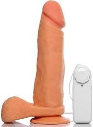 Pênis Borracha Com Vibrador, Escroto e Ventosa 20,5x4,7cm