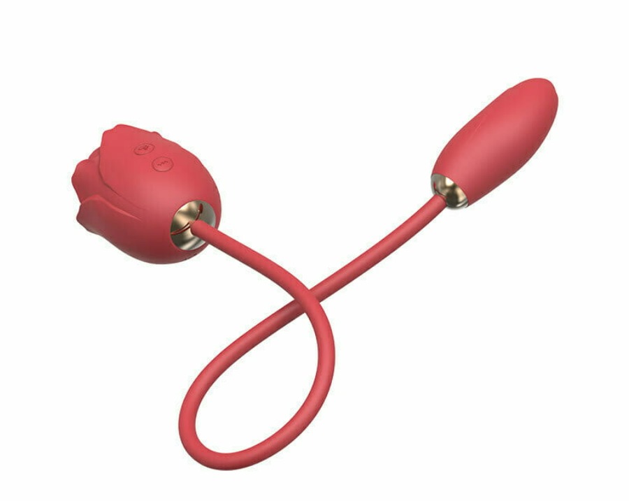 L&Z – Vibrador Duplo com Estimulador de Clitóris Formato ROSA Com Sucção e Vibração Recarregável - Imagem 2